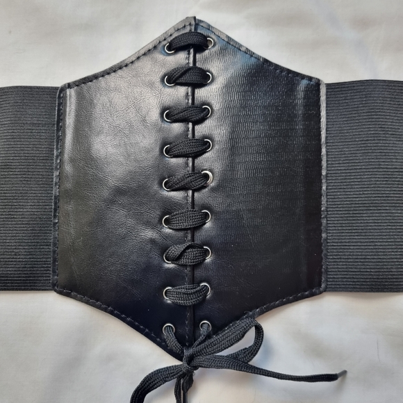 Lace up corset Belt Elastic Black - Picture 2 of 4